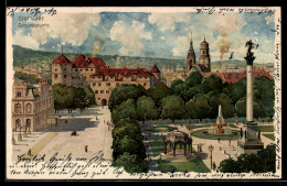 Delcampe - Lithographie Stuttgart, Schlossplatz - Stuttgart