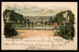 Delcampe - Lithographie Stuttgart, Residenzschloss - Stuttgart