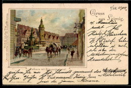 Delcampe - Lithographie Leipzig, Rathaus, Siegesdenkmal - Leipzig