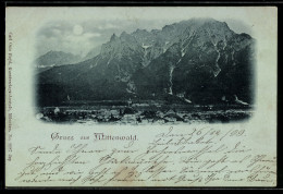 Delcampe - Mondschein-AK Mittenwald, Ortsansicht Mit Gebirgspanorama - Mittenwald