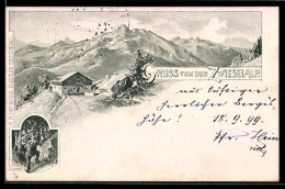 Delcampe - Lithographie Bad Reichenhall, Zwieselalp, Alpengasthaus Und Berglandschaft - Zwiesel