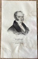 Delcampe - Gravure - M. LEVIEN - Inventeur & Professeur De La Guitare - Harpe - XIXe - BLAISOT - Documents Historiques