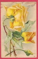 Delcampe - AE390 FANTAISIES FLEURS ROSES JAUNES C.KLEIN S 4021 1903 - Klein, Catharina