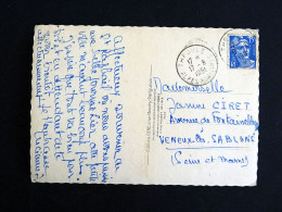 Delcampe - THEOULE - ALPES MARITIMES - CACHET ROND MANUEL SUR MARIANNE GANDON - SAINT RAPHAEL AGAY VAR CORNICHE D'OR - Manual Postmarks