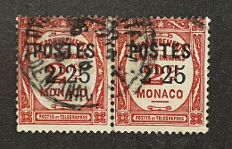 Delcampe - Monaco 1937-38 2.25 On 2 Frdi Red X 2 - Oblitérés