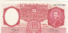 Delcampe - CRJ2403 BILLETE ARGENTINA 10 PESOS 1960 P-270c - Argentine