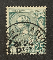 Delcampe - Monaco Prince Albert I 25c Gr - Gebraucht