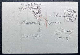 Delcampe - ENVELOPPE EN FRANCHISE DU JUGE D'INSTRUCTION DE BELFORT 1870 POUR BOURG GIROMAGNY BELFORT / LAC - 1849-1876: Classic Period