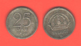 Delcampe - Svezia 25 Öre 1950 Sverige Suède Silver Coin K 816 - Suède