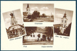 Delcampe - Ukraine / Hungary: Visk (Viskove / Viskovo / Viska), Catholic Church - Hero Statue - SZIJJUS Shop - Street View Cca1940 - Ukraine