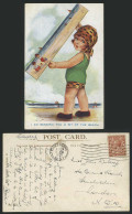 Delcampe - Little Girl Holding A Large Picture, I Send You A Bit Of Beach 1928 Old Postcard - Cómics