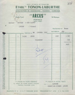 Delcampe - FACTURE - ETS TONON LABURTHE - MANUFACTURE DE CHAUSSURES TANNERIE CORROIRIE ARCUS - PONTACQ  SKI MONTAGNE CHASSE TRAVAIL - 1950 - ...