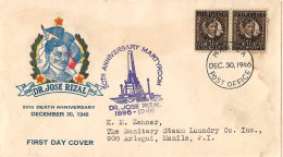 Delcampe - PHILIPPINEN CV/ FDC1946 GESTEMPEL - Philippines