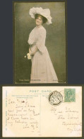 Delcampe - Actress Miss MARIE STUDHOLME Holding Flowers Blue Dress 1904 Old Colour Postcard - Actores