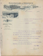 Delcampe - FACTURE - MANUFACTURE DE CONFECTION - VETEMENT POUR HOMMES - RENE WAHIL A LYON 7° - Vestiario & Tessile