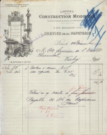 Delcampe - FACTURE - LIBRAIRIE DE CONSTRUCTION MODERNE - PARIS 6° - SERVICE DE LA PAPETERIE - Stamperia & Cartoleria