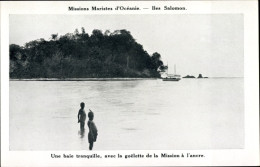 Delcampe - CPA Salomonen Ozeanien, Une Baie Tranquille, Avec La Goelette De La Mission A L'ancre - Autres & Non Classés