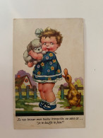 Delcampe - P13-illustrateur.–tu Vas Me Laisser Mon Toutou Tranquille Au Sens, ça Je Te Bouffe Le Foie, Petite Fille Chien, Canard - 1900-1949