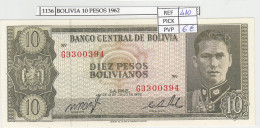 Delcampe - CRJ1136 BILLETE BOLIVIA 10 PESOS 1962 P-154a.17 N01136 - Bolivie