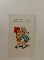 Delcampe - P13-illustrateur, Florence House–pas De Parole Des Actes Couple D’enfants. Bisous - 1900-1949