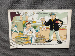Delcampe - CP HUMOUR Simuler Le Mal De Mer…LES JOLIS MOTIFS Militaria - Humour