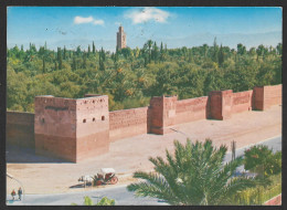 Delcampe - Morocco - Marrakech - Remparts Et Koutoubia Ramparts And Carriage - 1987 - Posted - Marrakech