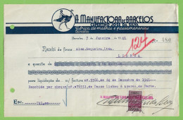 Delcampe - Barcelos - Recibo Da Casa Comercial A Manufactura De Barcelos De Cupertino José Da Silva -  Portugal - Portogallo