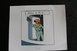 Delcampe - Ex-Libris-Tintin-Trois Dessins De Hergé - Extrait De Objectif Lune - Planche 57 Strip / 4 / Dim:240x193mm - Illustrateurs G - I