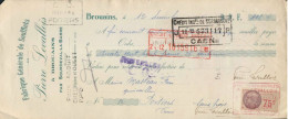 Delcampe - ACQUIS - QUITTANCE -  FABRIQUE GENERALE DE SOUFFLETS - PIERRE LEVALLOIS A BROUAINS  PAR SOURDEVAL LA BARRE 50 - Banca & Assicurazione