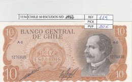Delcampe - CRJ1134 BILLETE CHILE 10 ESCUDOS 1967 P-143a.2 N01134 - Chili