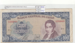 Delcampe - CRJ2390 BILLETE CHILE 100 ESCUDOS 1962 P-141a.2 - Chili