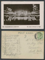 Delcampe - Franco-British Exhibition Court Of Honour By Night 1908 Old Postcard Lake Bridge - Esposizioni