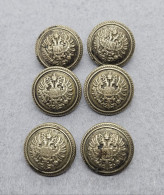 Delcampe - 6 Knöpfe Österreichisch-Ungarische Monarchie. Staatsbeamte/Angestellte / Transport - Eisenbahn - Buttons