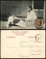 Delcampe - Ceylon Comunicaciones 25cs 1911 Old Postcard Lacemaking, Native Woman, LACEMAKER - Sri Lanka (Ceylon)