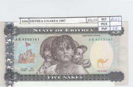 Delcampe - CRJ1416 BILLETE ERITREA 5 NAKFA 1997 P-2 SIN CIRCULAR - Erythrée