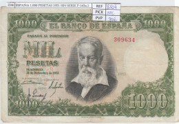 Delcampe - CRJ2346 BILLETE ESPAÑA 1000 PESETAS 1951 SIN SERIE P-143a.1 MBC - 1000 Pesetas