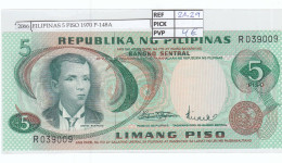 Delcampe - CRJ2066 BILLETE FILIPINAS 5 PISO 1970 P-148A - Philippines