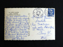 Delcampe - VENCE - ALPES MARITIMES - CACHET ROND MANUEL SUR MARIANNE GANDON - CANNES LA CROISETTE ET LE SUQUET - Manual Postmarks