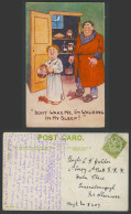 Delcampe - Comic Humour 1916 Old Postcard Don't Wake Me, I'm Walking In My Sleep! Boy & Jam - Cómics