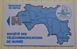 Delcampe - Guinea-(GN-SOT-0004D)-MAP OF GUINEA-(18)-(50units)(C5A154547)-used Card - Guinée