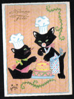 Delcampe - Cpm Carte 2 Volets Chats Velours Cuisiniers - Geburtstag