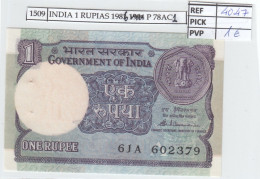 Delcampe - CRJ1509 BILLETE INDIA 1 RUPIAS 1986 P-78 Ac.1 - Inde