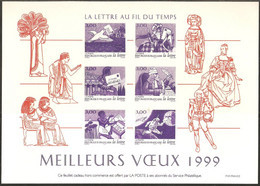 Delcampe - Document La Poste Gravure 15x21 A5 Meilleurs Voeux 1999 La Lettre Au Fil Du Temps - Documents De La Poste