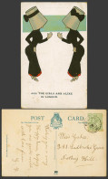 Delcampe - Comic 1910 Old Postcard All Girls Are Alike In London Glamour Women Fashion Hats - Cómics
