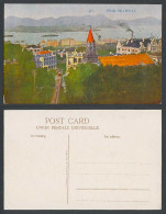 Delcampe - Hong Kong China C.1920 Old Colour Postcard Peak Tramway TRAM Harbour Ships Boats - China