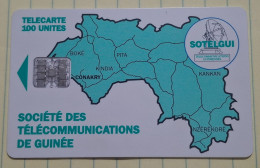 Delcampe - Guinea-(GN-SOT-0005D)-MAP OF GUINEA-(22)(100units)(10/1995)(C5A154548)-used Card - Guinée