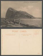 Delcampe - Gibraltar From The Spanish Shore The Rock Old Postcard 2 Men One Wearing Uniform - Gibraltar