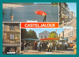 Delcampe - 47 Casteljaloux ( Multivues , Le Marché, Rue Principale, Lac De Clarens, Pêcheurs ) - Casteljaloux