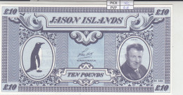 Delcampe - CRJ0761 BILLETE JASON ISLAND 10 LIBRAS 1979 JI-4 SIN CIRCULAR - Fictifs & Spécimens