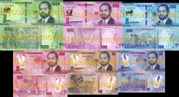 Delcampe - Mozambique 2024, Complete Set Of Meticais, 20, 50, 100, 200, 500 And 1000 UNC - Mozambique